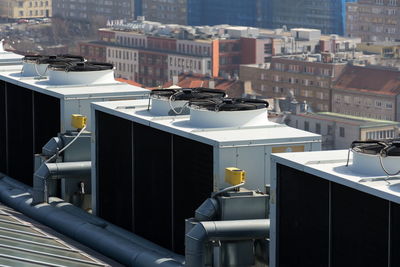 High angle view of buildings in city