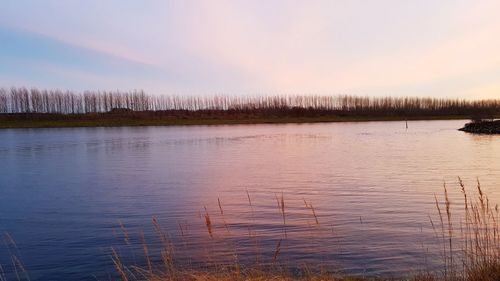 View of lake at sunset