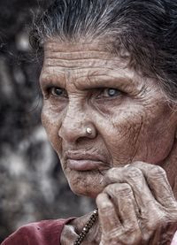 Close-up of thoughtful senior woman