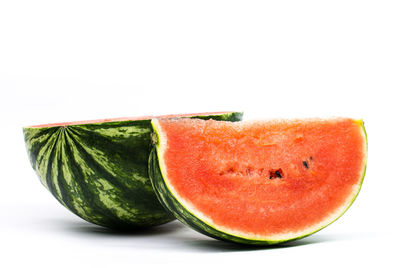 Close-up of chopped fruit against white background