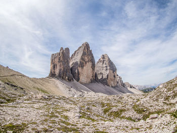 Rock formations on landscape against sky