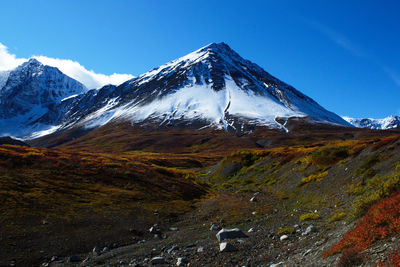 Scenic view of snowcapped mountain against sky