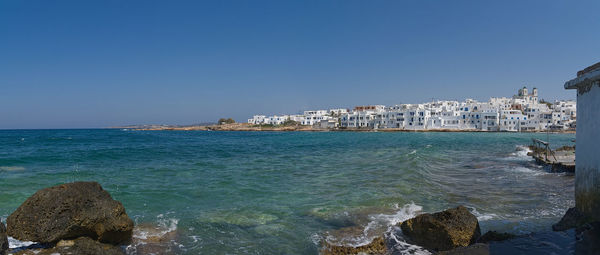 Scenic view of sea against clear sky