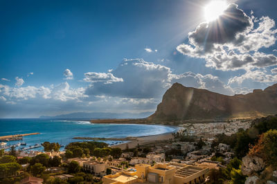 Scenic view of sea against cloudy sky