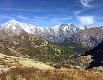 Scenic view of mountains against sky