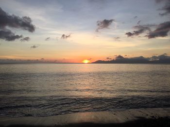 Scenic view of sea at sunset