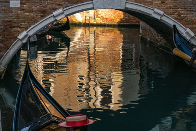 High angle view of footbridge over canal