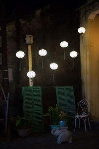 Empty chairs at night
