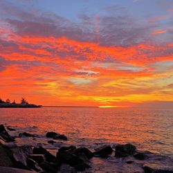 Scenic view of sea at sunset