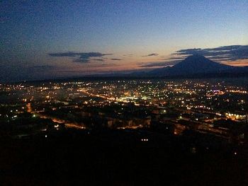 Aerial view of illuminated cityscape