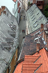 High angle view of buildings in city