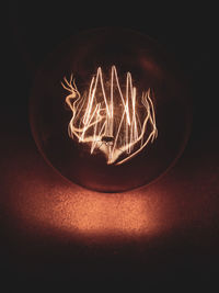 Close-up of illuminated light bulb