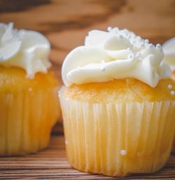 Close-up of cupcakes on table
