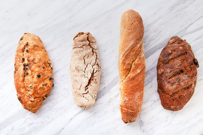High angle view of bread on table