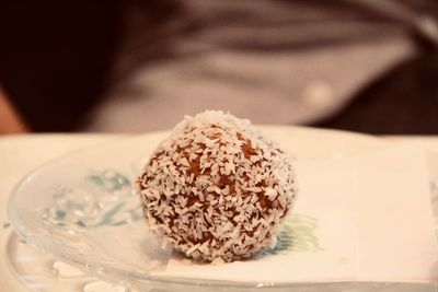 Close-up of dessert in plate on table