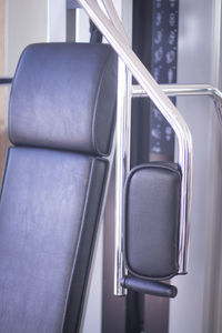 Close-up of empty seats in bus