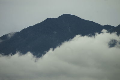 Low angle view of mountain range against sky