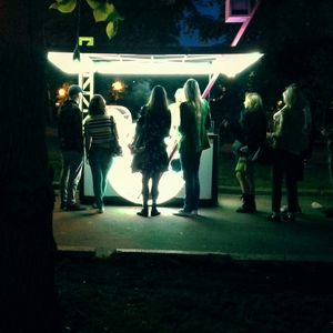 Woman standing in city