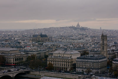 High angle view of buildings in city