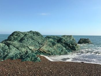 Scenic view of sea against clear sky