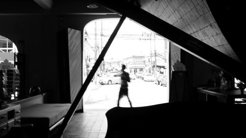 Woman standing in city