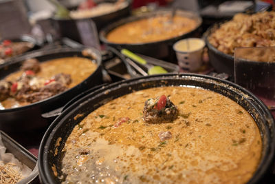 High angle view of food on table