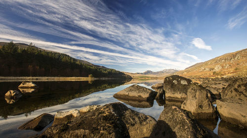 Scenic view of lake against sky