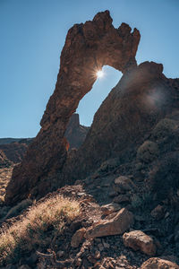 Scenic view of rocky mountains against clear sky