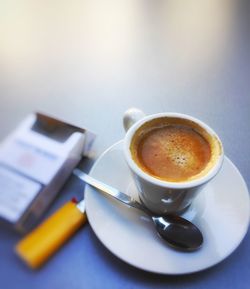 Close-up of coffee on table