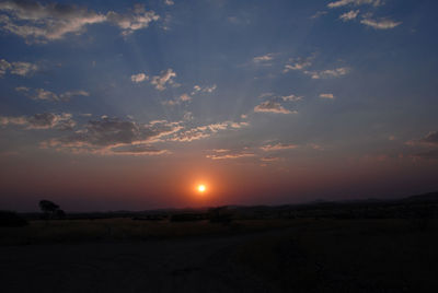 Scenic view of landscape against sky during sunset