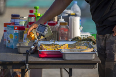 Chef preparing food in kitchen counter