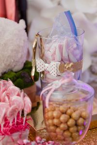 Close-up of pink flowers on table