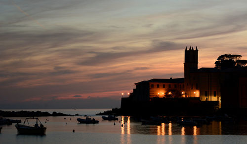 Sunset over baia del silenzio. sestri levante. liguria. italy