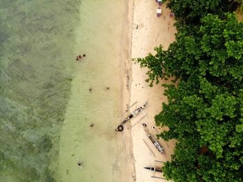 High angle view of people in sea