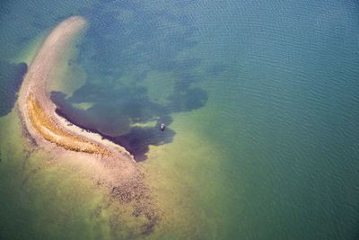 High angle view of man on beach