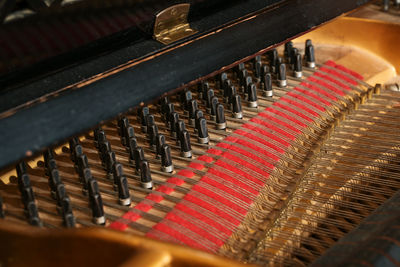 High angle view of piano keys