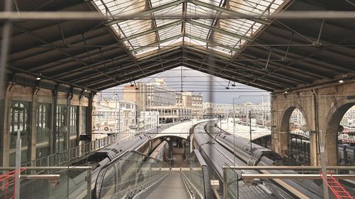 High angle view of railroad station