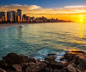 View of cityscape at sunset