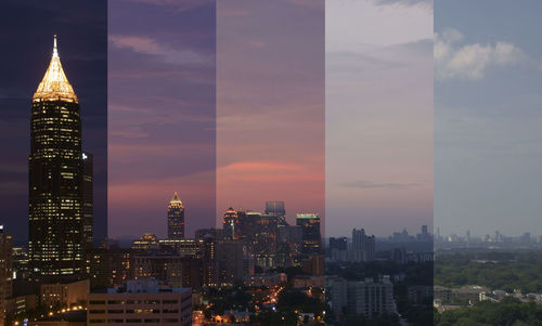 City skyline at dusk