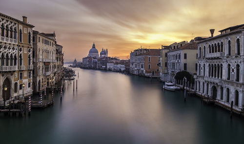 Venice sunrise over academia bridge on beautiful winter morning