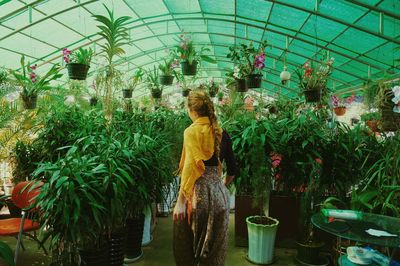 Woman standing in greenhouse