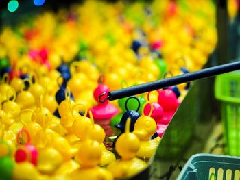 Close-up of toys for sale