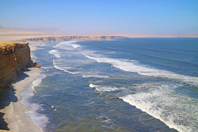 Paracas national reserve, known as where the desert meets the ocean, ica region of peru