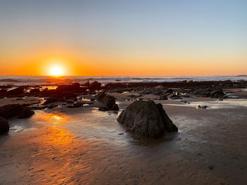 Scenic view of sea against sky during sunset