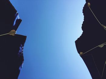 Low angle view of built structure against clear blue sky