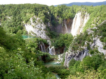 Scenic view of waterfall