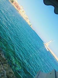 Scenic view of sea against clear sky