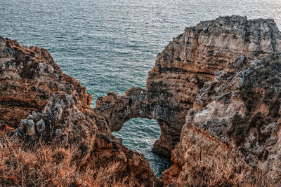 Rock formations on shore