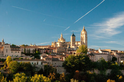High angle view of buildings in segovia