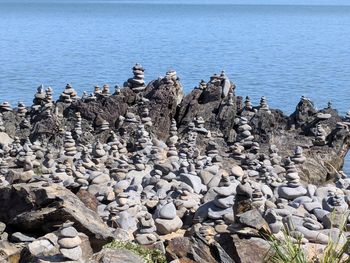 Stack of pebbles on beach